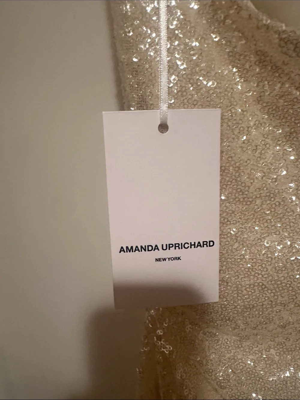 Amanda Uprichard Aurora Sequin Halter Mini Dress in Champagne - Picture 4 of 5